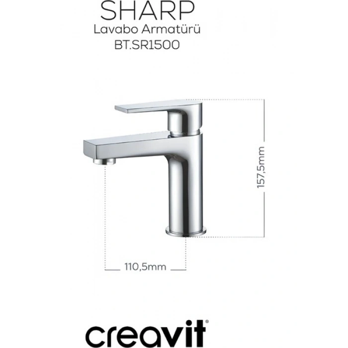 Creavit Sharp Krom Lavabo Bataryası SR1500