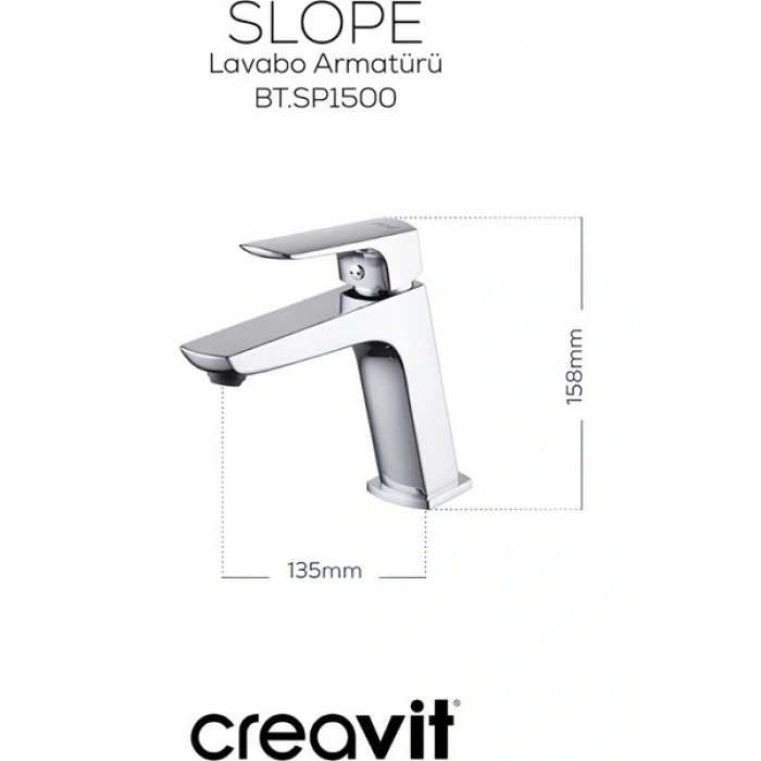 Creavit Slope Krom Lavabo Bataryası SP1500