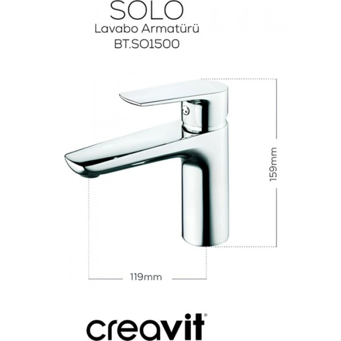 Creavit Solo Krom Lavabo Bataryası SO1500