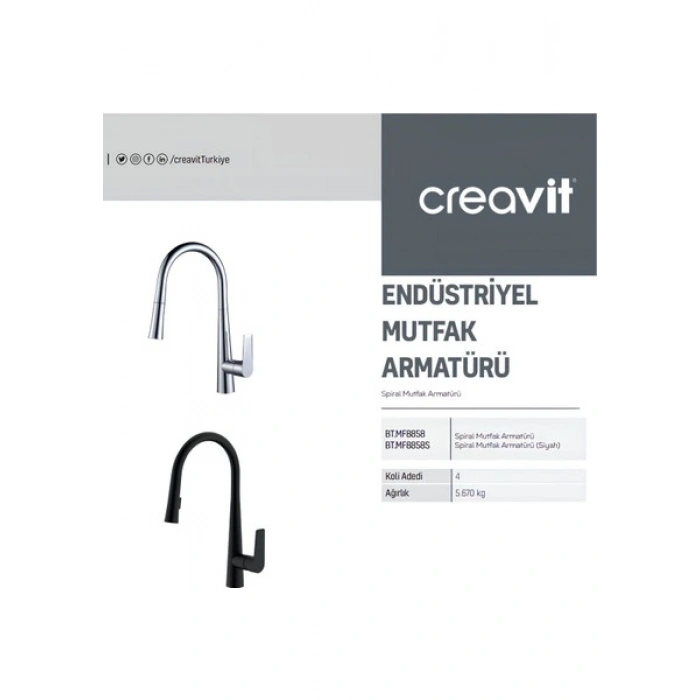 Creavit Spiralli Krom Mutfak Bataryası MF8858