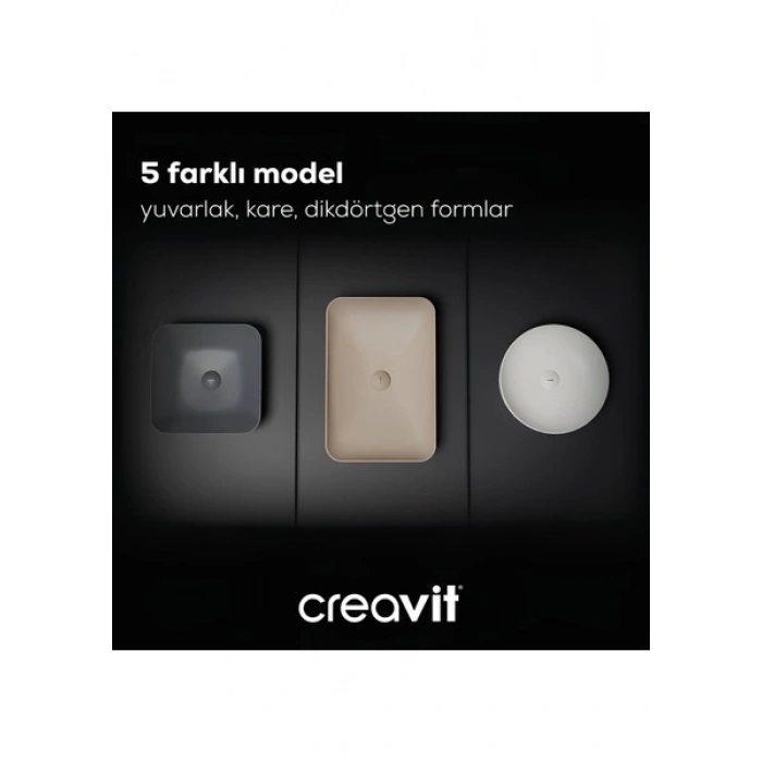Creavit Ultra Yuvarlak Beyaz Deliksiz Lavabo 45 Cm UL145