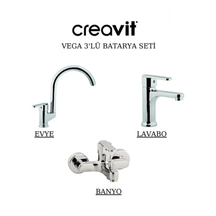 Creavit Vega Batarya Seti 3’lü Banyo-Lavabo-Evye