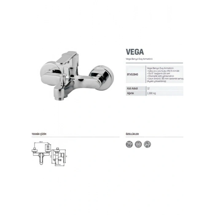 Creavit Vega Batarya Seti 3’lü Banyo-Lavabo-Evye