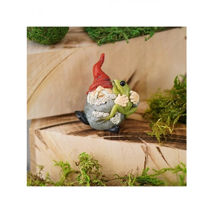 Cüce Sarılma Kurbağa Heykelciği - Minyatür Peri Bahçesi