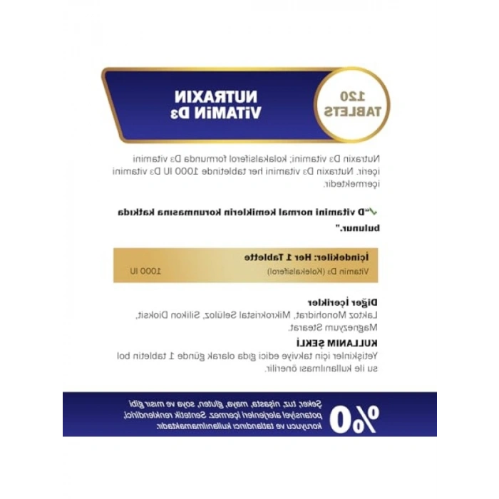 D3 Vitamini Takviye Edici Gıda (1000 IU, 120 Tablet)