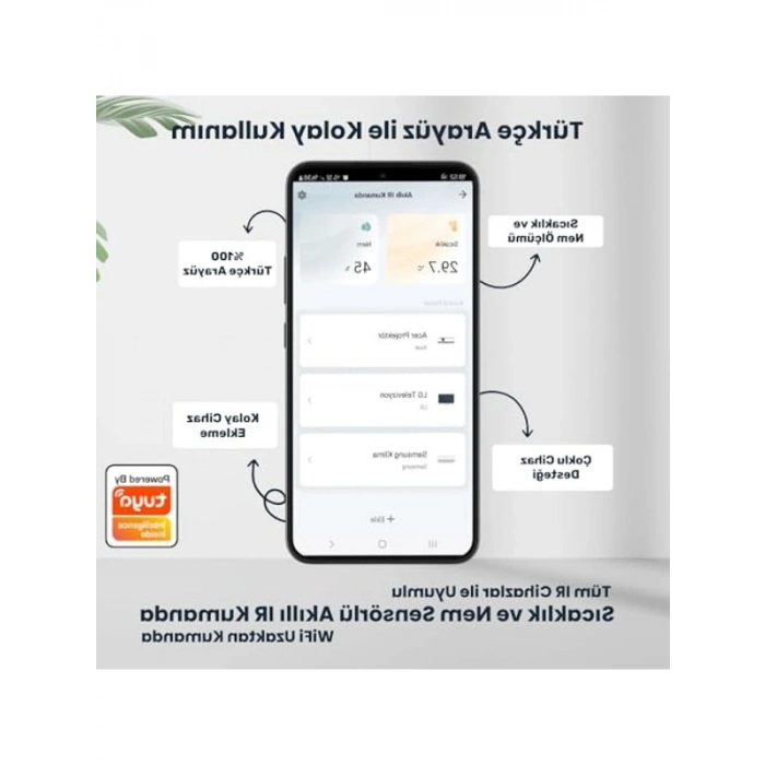 Dahili Sıcaklık ve Nem Sensörlü WiFi Kumanda, Tuya Uyumlu