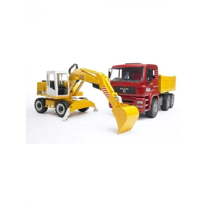 Damperli Kamyon ve Ekskavatör Ölçekli Model Seti