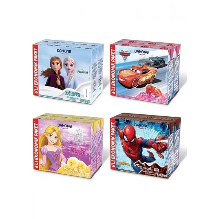 Danone Disney Çilekli Uht Süt 180ML X6 x 4 Adet (Karakter Seçimi Yapılamamaktadır)