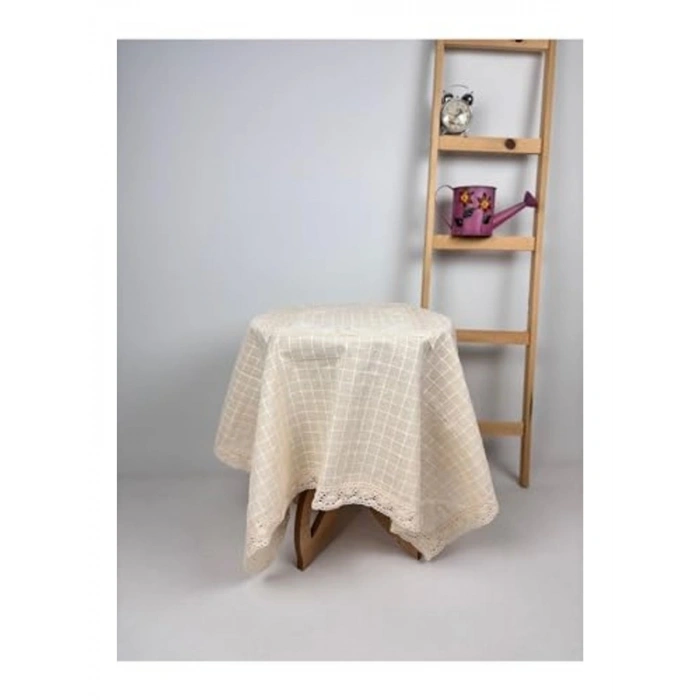 Dantelli Krem Renk Fiskos Sehap Örtüsü, 100x100 cm