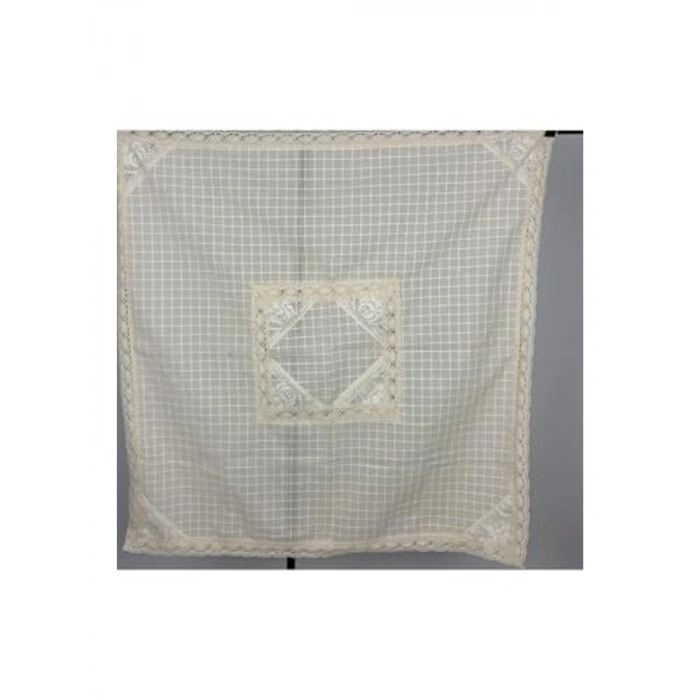 Dantelli Krem Renk Fiskos Sehap Örtüsü, 100x100 cm