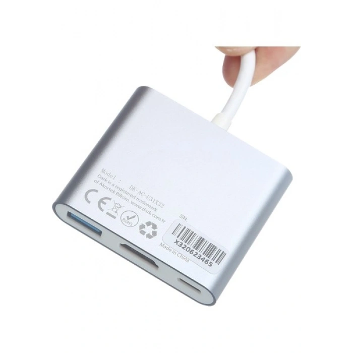 DARK DK-AC-U31X32 TYPE-C - HDMI_USB 3.0 Çevirici Adaptör Beyaz