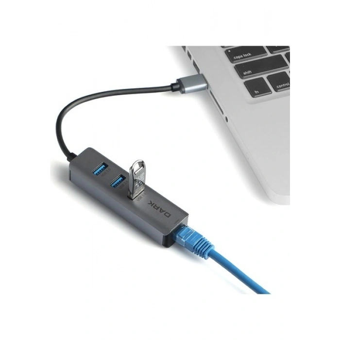 Dark USB Type-A To RJ45 Gigabit Ethernet ve 3xusb 3.0 Hub Çoklayıcı Adaptör (DK-AC-USB332GL)