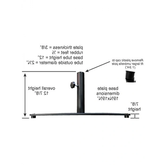 Dayanıklı Çelik Levha Şemsiye Tabanı, 16.3 kg Ağırlığında, Siyah