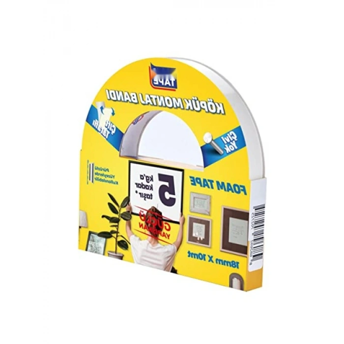 Dayanıklı Çift Taraflı Köpük Bant, 18 mm x 10 m