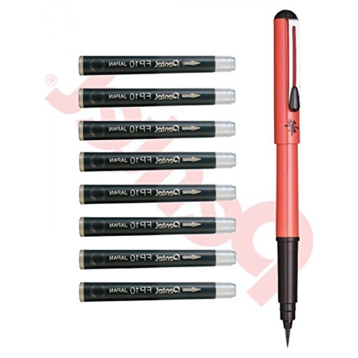 Dayanıklı Fırça Kalem Seti ve 2 Adet Kartuş - Turuncu