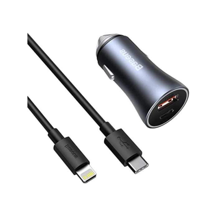 Dayanıklı Kablolu Araç Şarj Seti - Koyu Gri