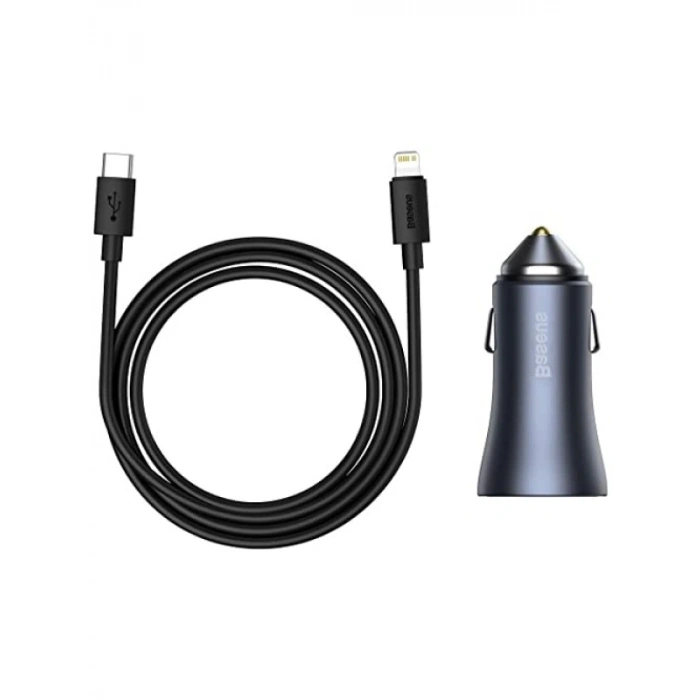 Dayanıklı Kablolu Araç Şarj Seti - Koyu Gri