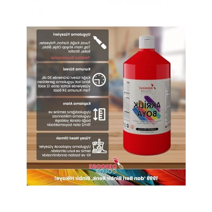 Dayanıklı Kırmızı Akrilik Boya - 1000 gr