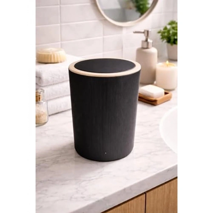 Dayanıklı Plastik 7 Litre Kapasiteli Modern Çöp Kovası, Siyah