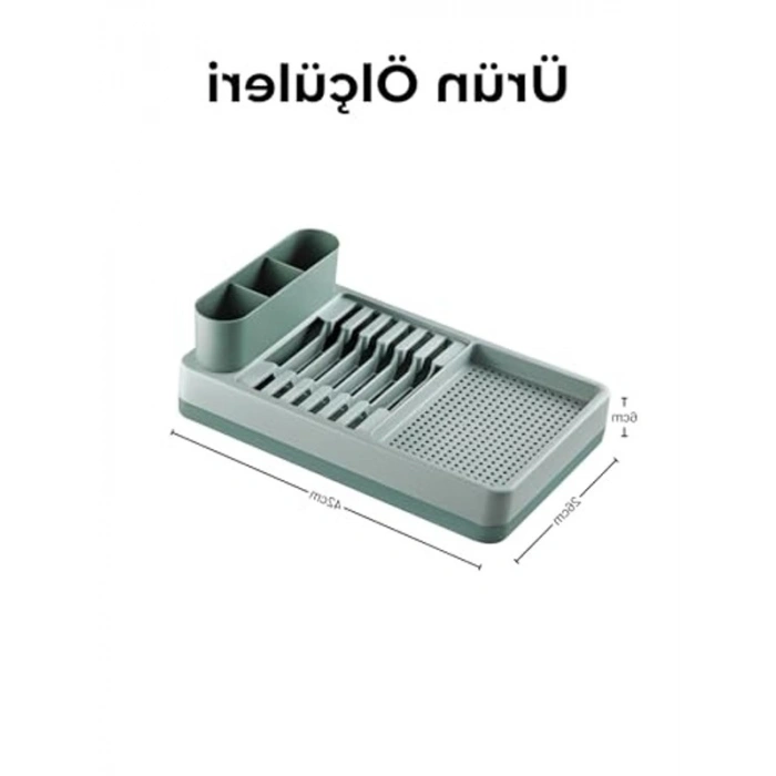 Dayanıklı Plastik Tezgah Üstü Bulaşıklık, 42x26x6 cm Çok Bölmeli Organizer
