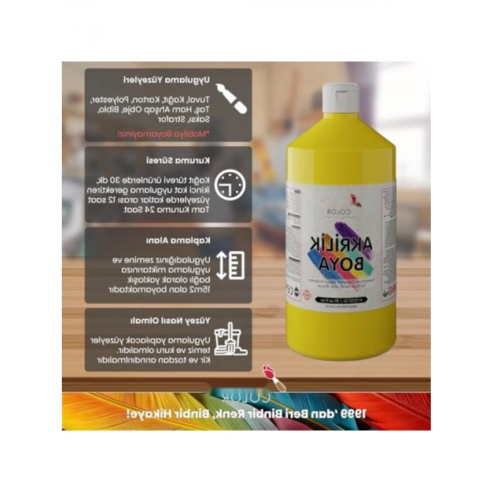 Dayanıklı Sarı Akrilik Boya 1000 gr