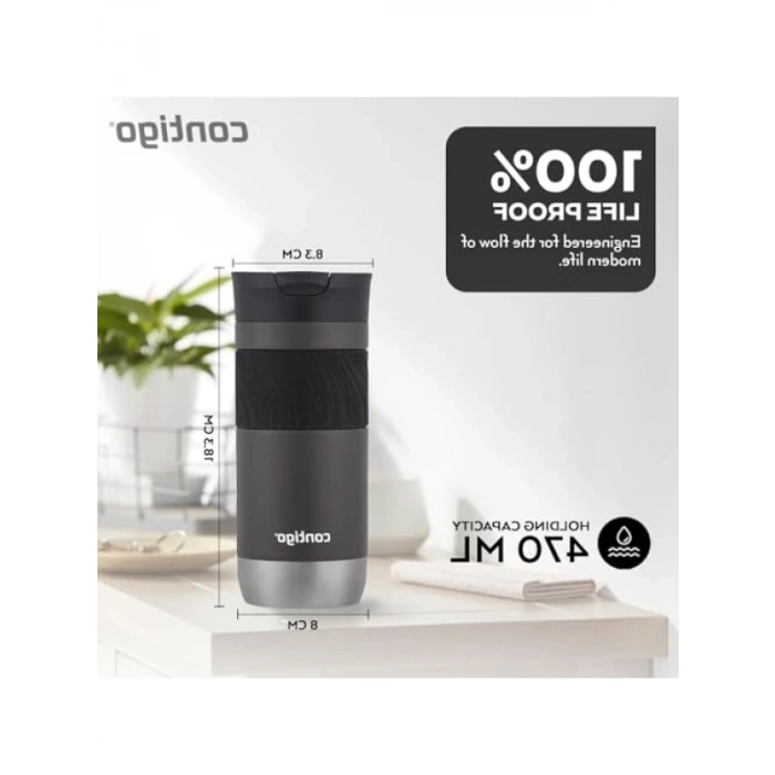 Dayanıklı Termos Bardak - 470 ml Kapasite, Gri