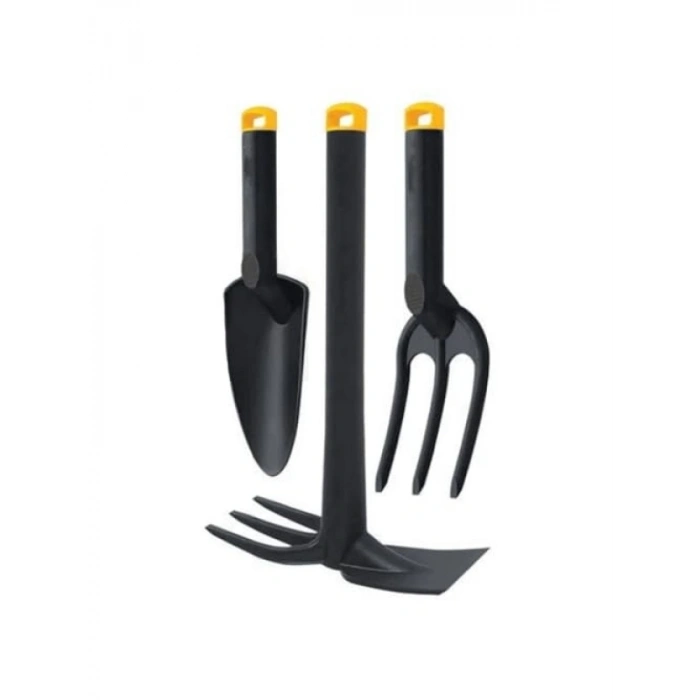 Dayanıklı Üçlü Bahçe Seti - Hobi Kürek, Çapa ve Tırmık