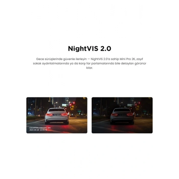 DDPAI Mini Pro 2K Araç İçi Kamera - 2K HD Çözünürlük - NightVIS 2.0 Gece Görüşü - Süper Kapasitör