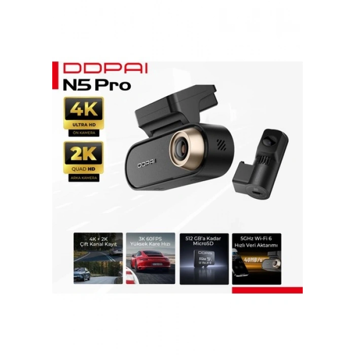 DDPAI N5 Pro Dual Araç Kamerası 4k+2k 4g Wifi 6 Gps Radar Park Gece Görüş Dashcam
