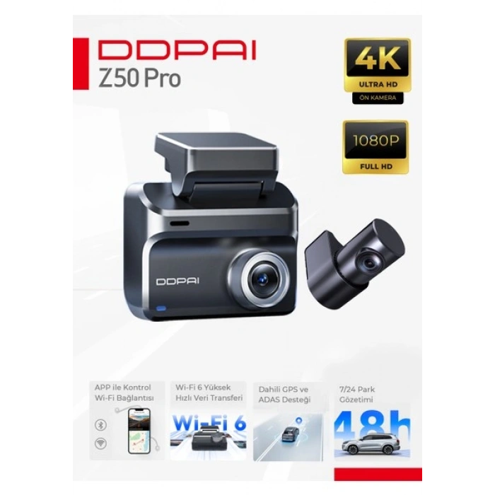 DDPAI Z50 Pro Araç içi Kamerası NightVIS 2.0 Gece Görüşü Çarpışma Algılama