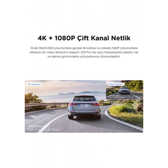DDPAI Z50 Pro Araç içi Kamerası NightVIS 2.0 Gece Görüşü Çarpışma Algılama