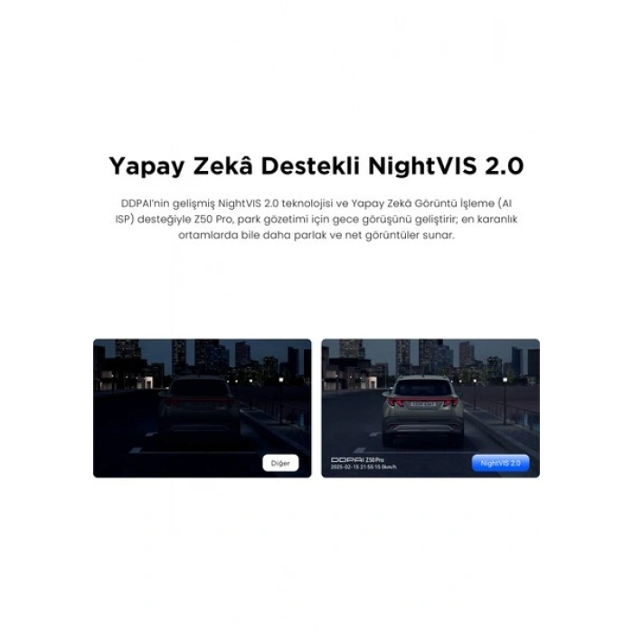 DDPAI Z50 Pro Araç içi Kamerası NightVIS 2.0 Gece Görüşü Çarpışma Algılama