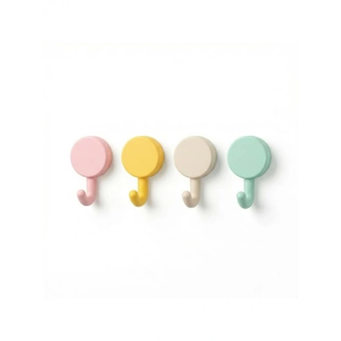 Dekoratif 4lü Yapışkanlı Askı Seti, Mat Pastel Renkler