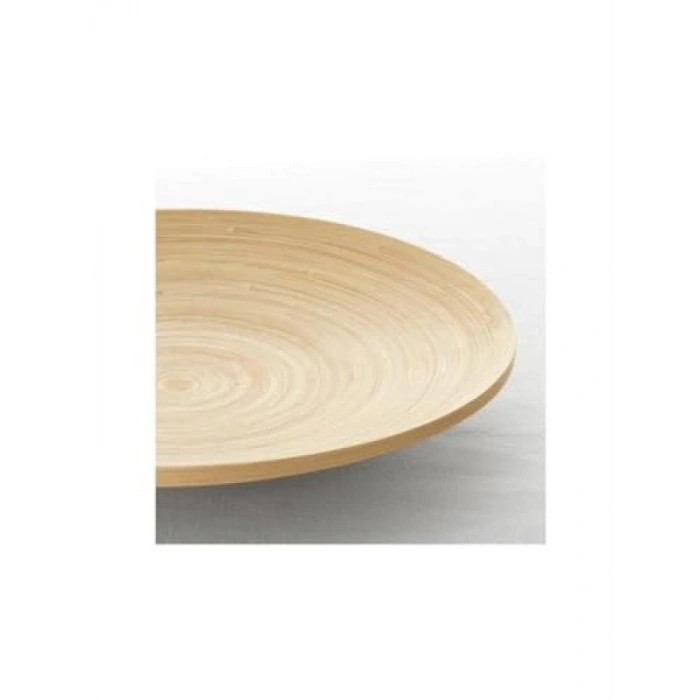 Dekoratif Ahşap Bambu Tabak - 30cm Çap