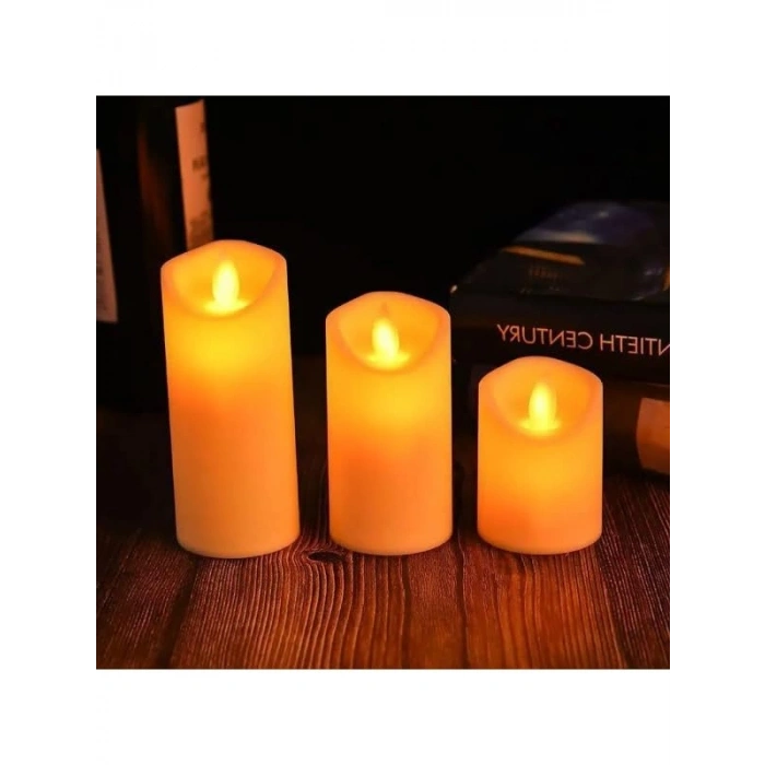 Dekoratif Alevsiz LED Işıklı Pilli Mum Seti - 3 Farklı Boy