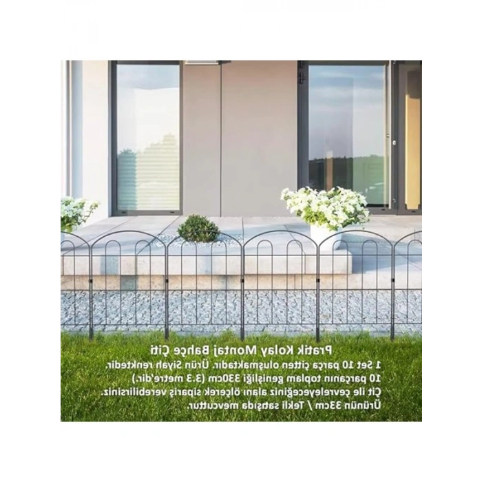 Dekoratif Bahçe Çiti Seti, 10lu, Hobi Bahçeleri için 330 cm Uzunluğunda