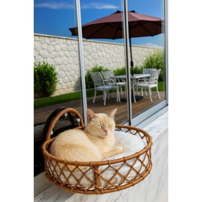 Dekoratif Kedi Yatağı, Cam Vantuzlu Tasarım, Pencere İçin