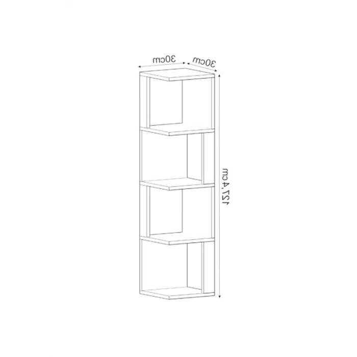 Dekoratif Köşe Kitaplık, Modern Antrasit Raf Ünitesi