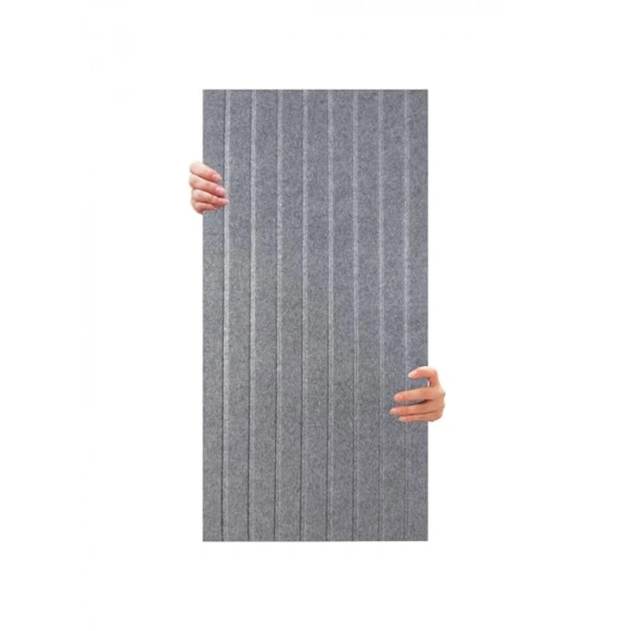 Dekoratif Lambiri Keçe Paneli - 45x90 cm, 2 Adet, 0,81 m² Gri