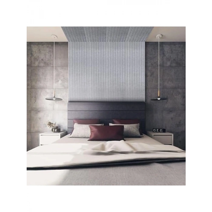 Dekoratif Lambiri Keçe Paneli - 45x90 cm, 2 Adet, 0,81 m² Gri