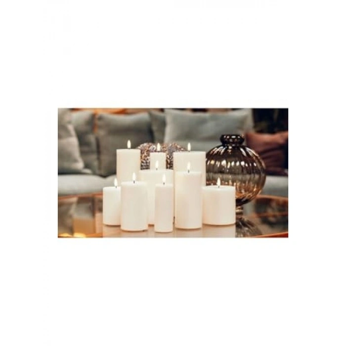 Dekoratif LED Mum, Krem Renk, 10 x 10 cm
