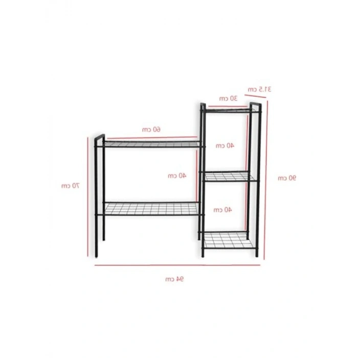 Dekoratif Metal Ayaklı Saksılık, 5 Tel Raflı Tasarım