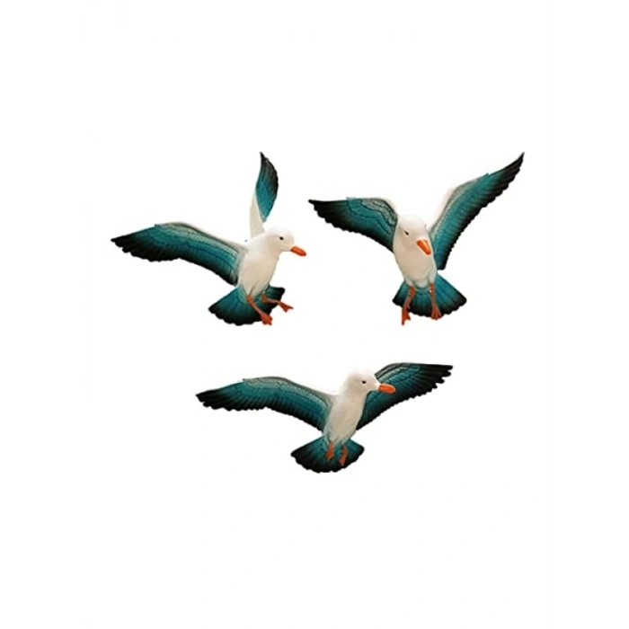 Dekoratif Üçlü Kuş Duvar Süsü - Polyester Malzeme