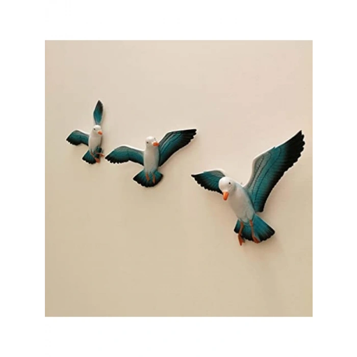 Dekoratif Üçlü Kuş Duvar Süsü - Polyester Malzeme
