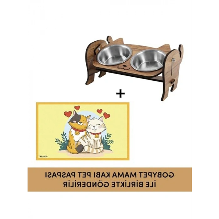 Demonte Kedi Mama ve Su Kabı, Çift Hazneli Seramik Set