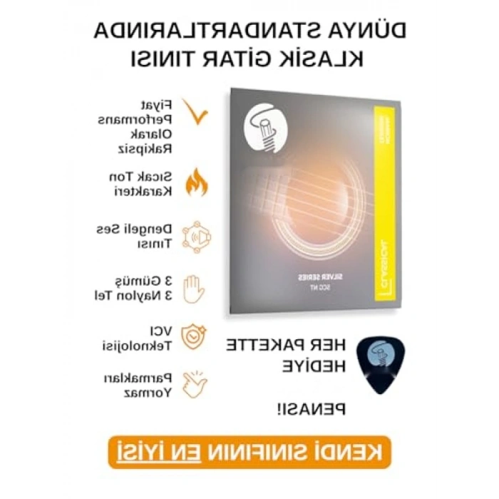 Dengeli Tansiyonlu Klasik Gitar Teli Seti (Gümüş Kaplama)
