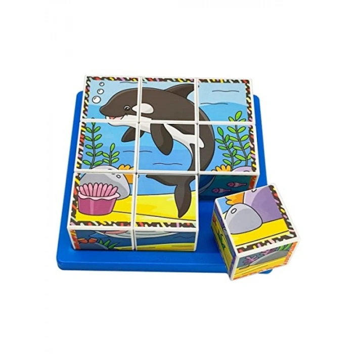 Deniz Hayvanları Temalı 3D Puzzle - 9 Küp ile 6 Yapboz