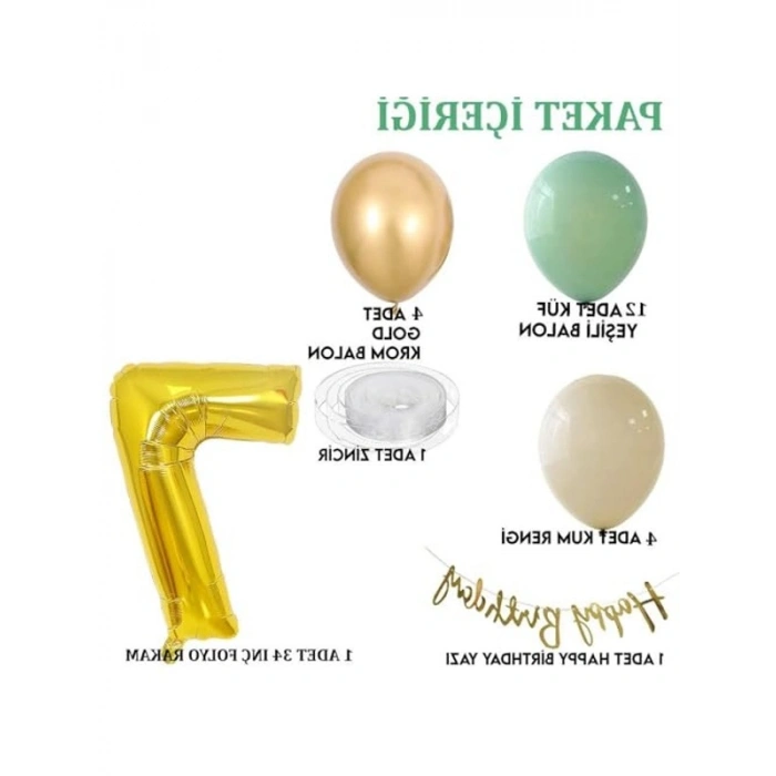 Deniz Kumu ve Krom Gold Temalı Doğum Günü Seti, 7 Yaş için
