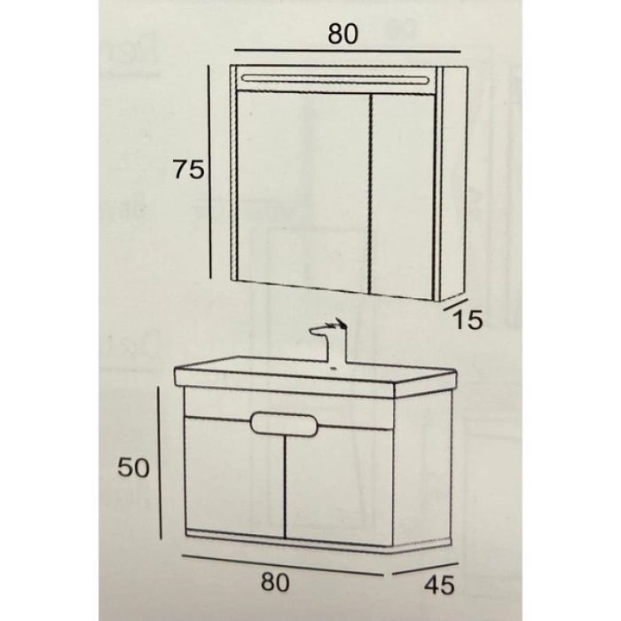 Denko Banyo Troy 80 cm Antrasıt Grı/hazar Banyo Dolabı