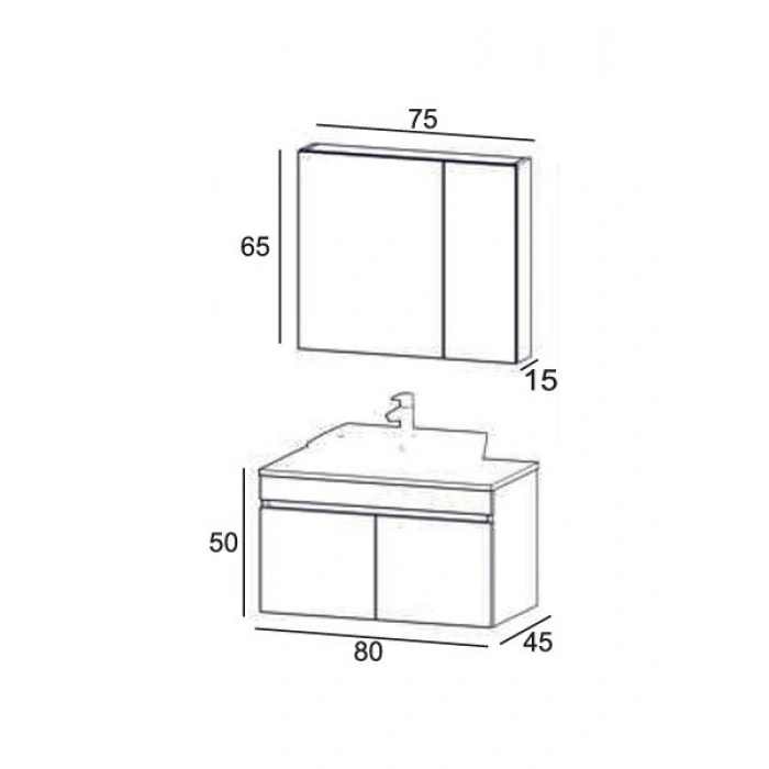 Denko Etna 80 cm Kül Gri Banyo Dolabı